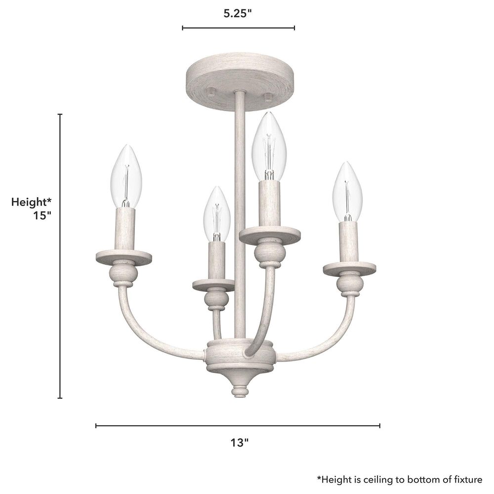 Hunter Southcrest 4-Light Semi-Flush Mount in Distressed White, , large