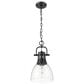Golden Lighting Duncan 1-Light Small Pendant with Chain and Clear Shade in Matte Black, , large