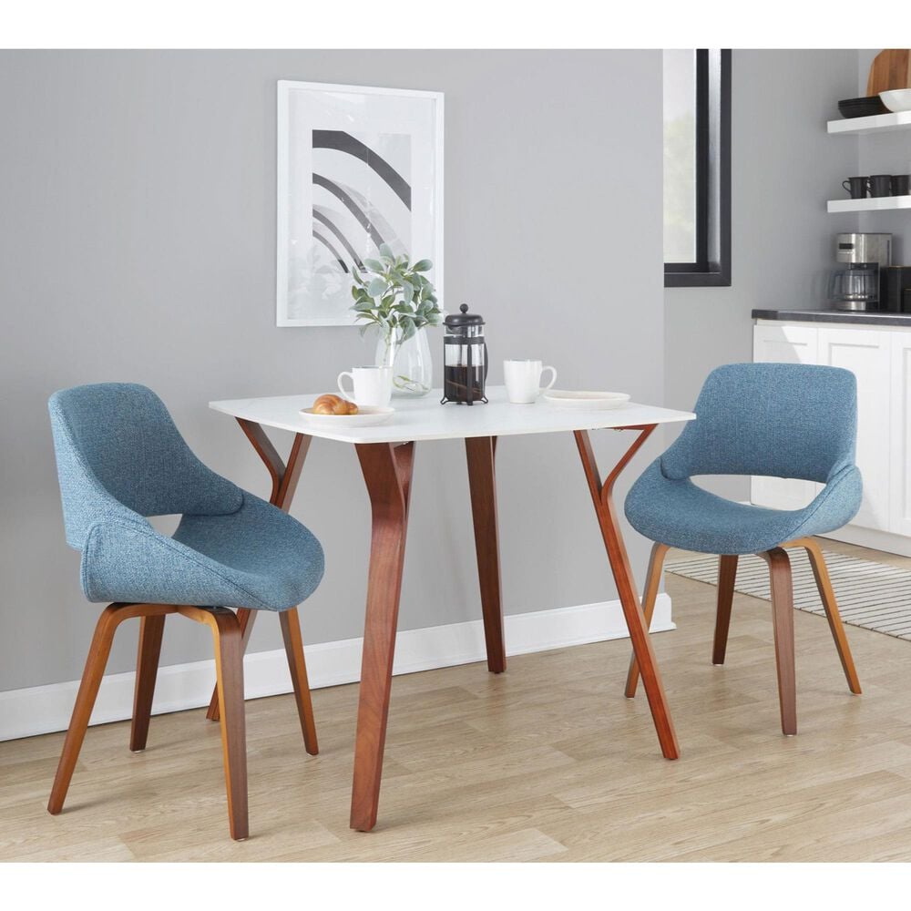 LumiSource Fabrico Side Chair with Blue Cushion in Walnut (Set of 2), , large