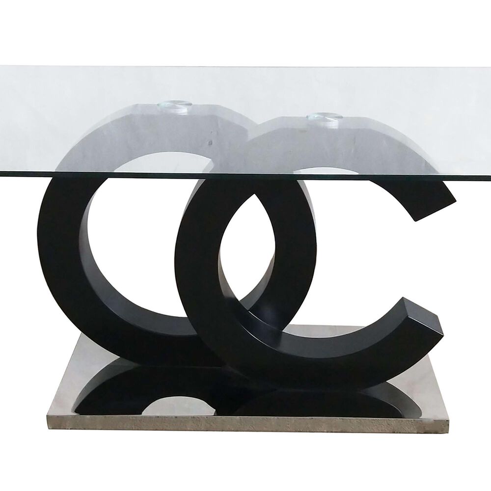 Global Furniture USA Dining Table in Matte Black &amp; Stainless Steel, , large