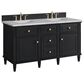James Martin Vanities Lorelai 60" Double Bathroom Vanity in Black Onyx with 3 cm Eternal Jasmine Pearl Silestone Top, Rectangular Sinks and FreePower Wireless Charger, , large