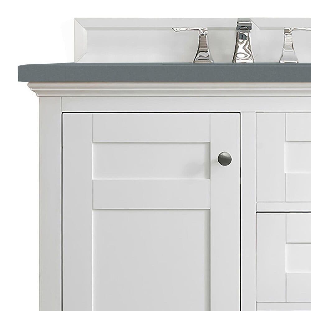 James Martin Vanities Palisades 36&quot; Single Bathroom Vanity in Bright White with 3 cm Charcoal Soapstone Quartz Top and Rectangular Sink, , large