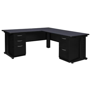 Regency Global Sourcing Fusion 66" Double Pedestal L-Desk with Return in Grey Finish, , large