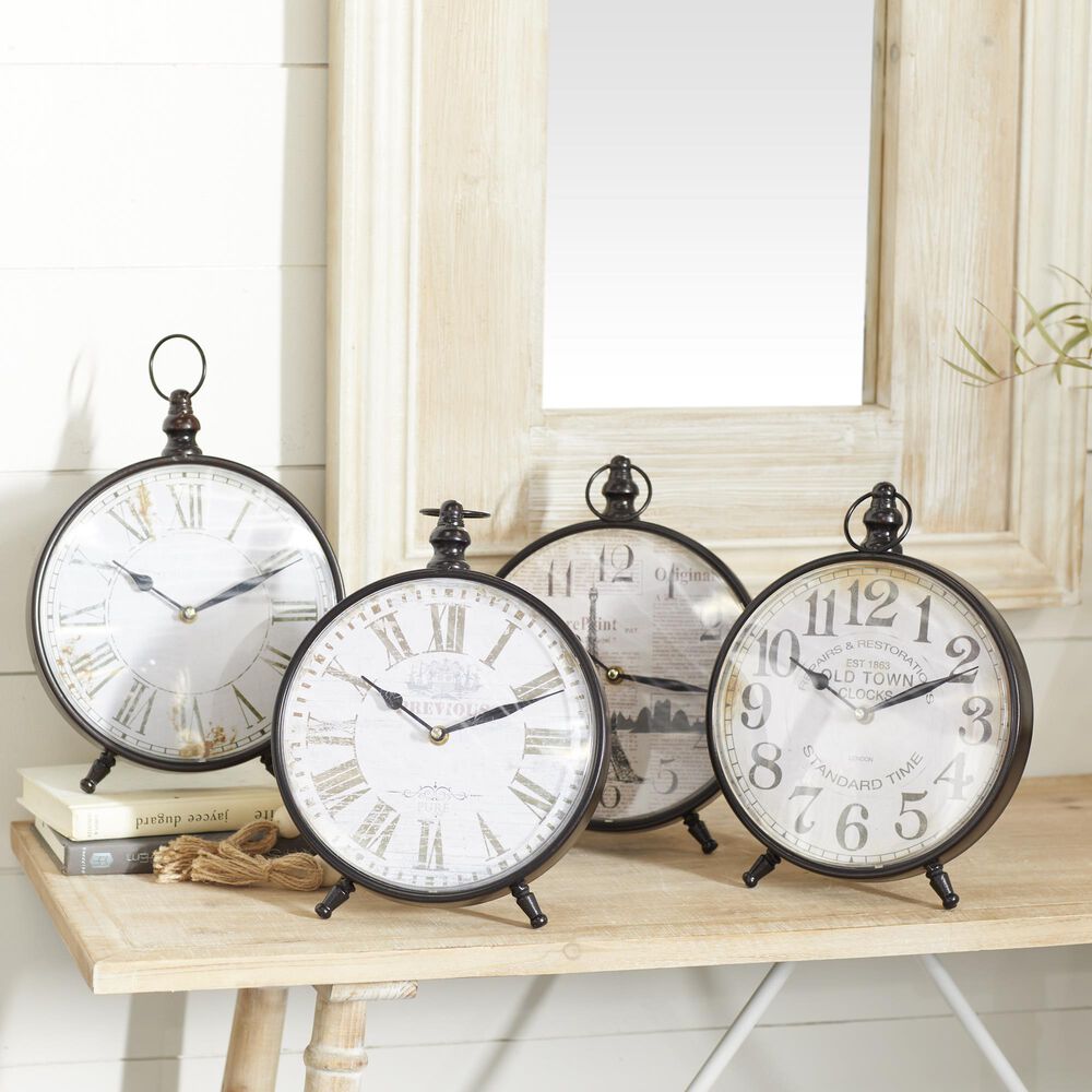Maple and Jade Vintage Table Clock in Black &#40;Set of 4&#41;, , large