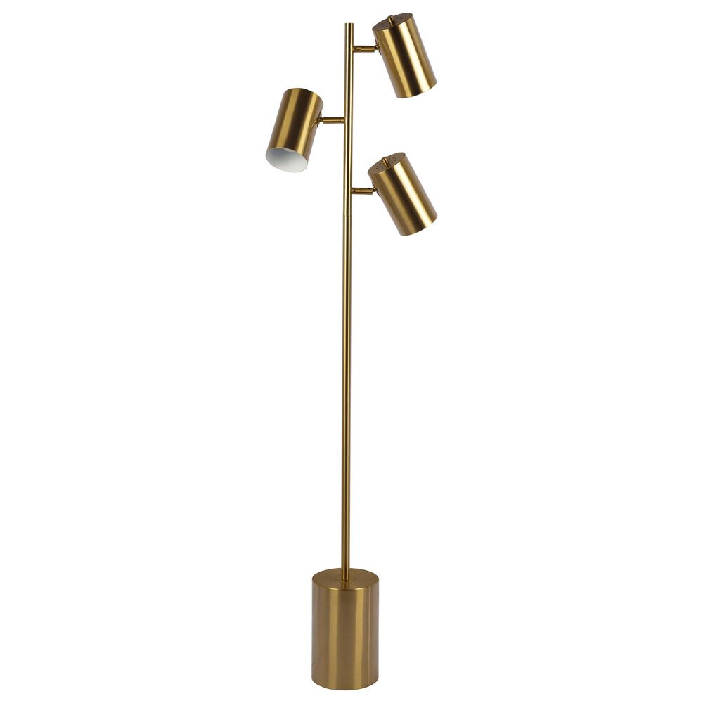 Hearth and Haven Harmony Floor Lamp with Rotary Switch Triple Spots in Gold, , large
