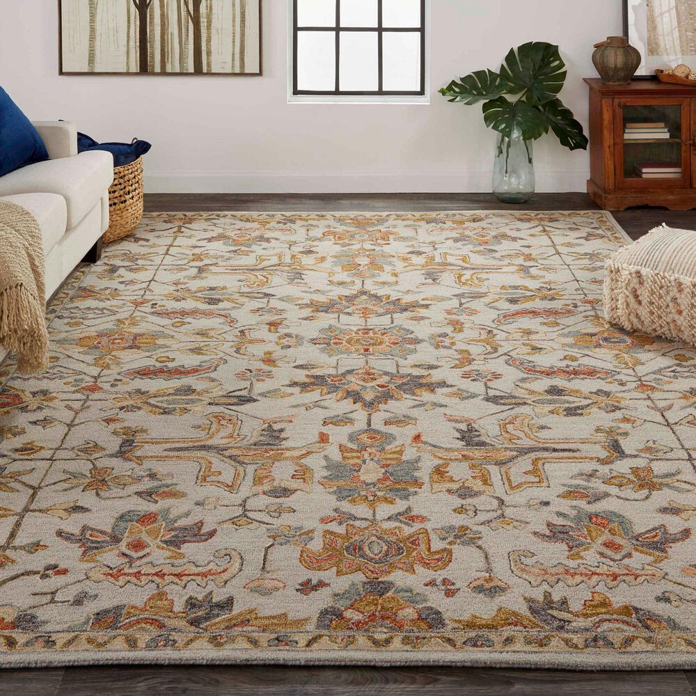 Feizy Fallon Gray and Multicolor 4&#39; x 6&#39; Area Rug, , large