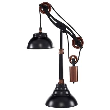 Maple and Jade Industrial Table Lamp in Shiny Black and Copper, , large