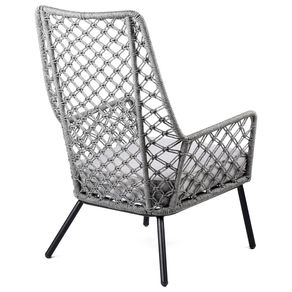 Hearth and Haven MarcoOutdoor Rope Weave Lounge Chair with Steel Frame in Gray, , large