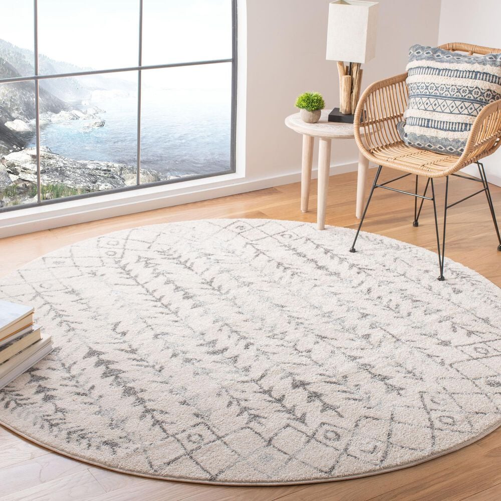 Safavieh Tulum TUL262A 3&#39; Round Ivory and Grey Area Rug, , large