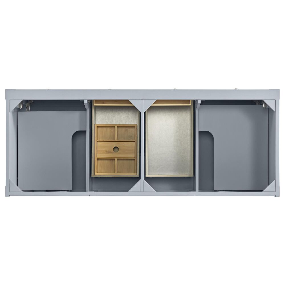 James Martin Vanities Breckenridge 60" Double Bathroom Vanity in Serenity Blue with 3 cm White Zeus Quartz Top and Rectangular Sinks, , large