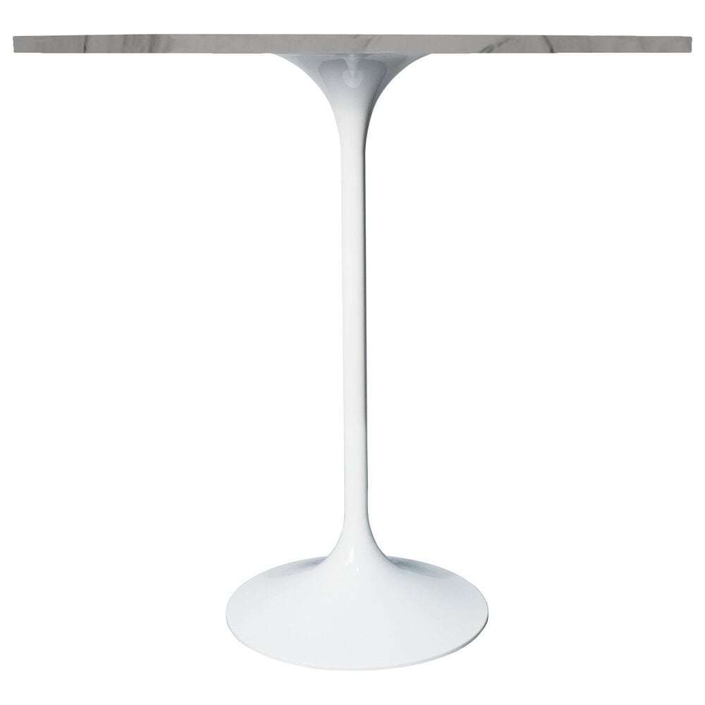 Leisuremod LeisureMod Verve Collection Modern Bar Height Table White Base with 48 Round Marble White Sintered Stone Top, , large