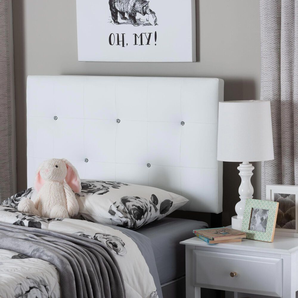 Baxton Studio Kirchem Twin Upholstered Headboard in White, , large