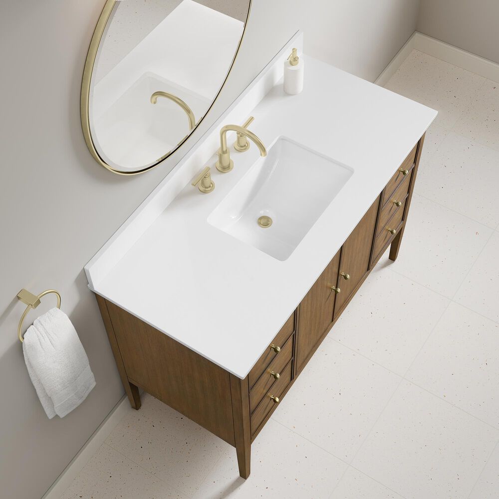 37B Heston 48" Single Bathroom Vanity in Kona with White Composite Stone Top and Backsplash, , large
