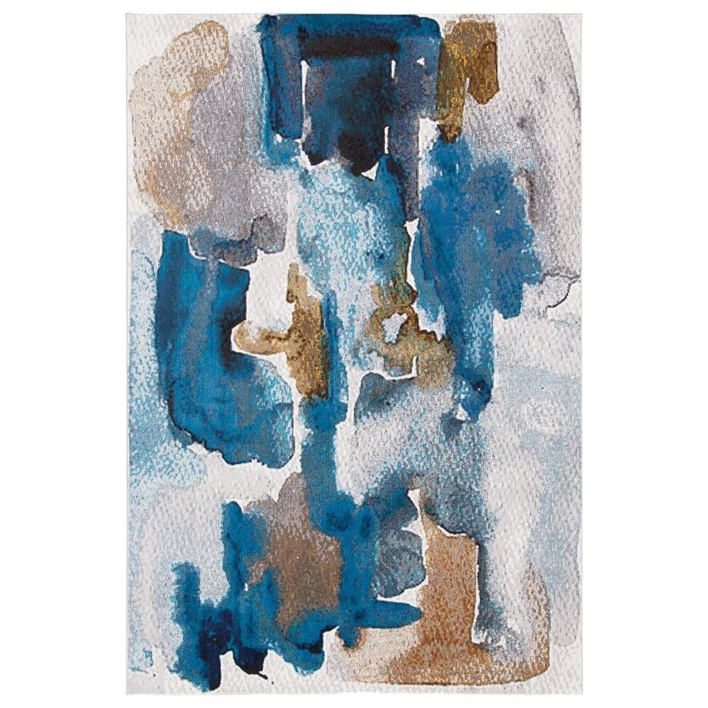 Safavieh Aria Abstract 4" x 6" Ivory and Navy Area Rug, , large