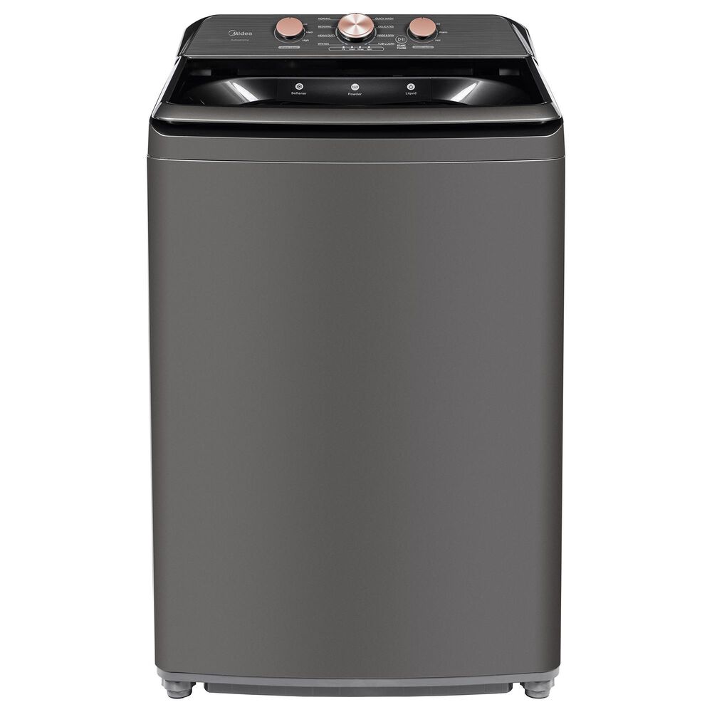 Midea 4.1 Cu. Ft. Top Load Washer and 7 Cu. Ft. Electric Dryer Laundry Pair in Metallic Grey, , large