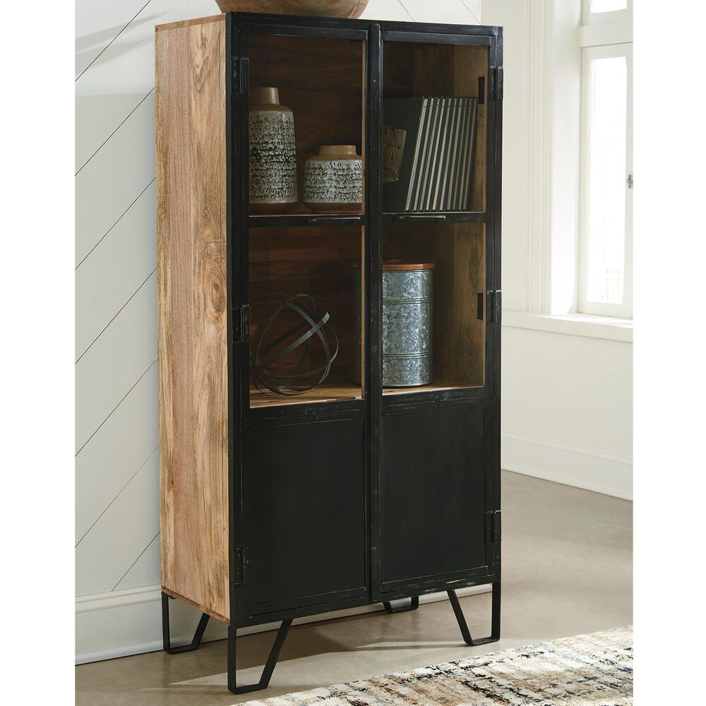 Signature Design by Ashley Gabinwell Accent Cabinet in Black and Medium Brown, , large