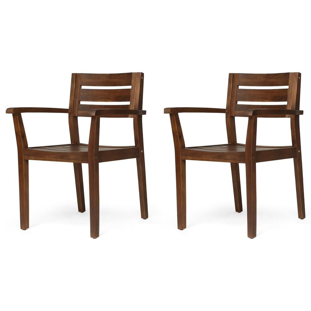 Hearth and Haven Stamford Patio Dining Chair in Dark Brown (Set of 2), , large