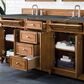 James Martin Vanities Bristol 72" Double Bathroom Vanity in Saddle Brown with 3 cm Parisien Bleu Quartz Top and Rectangular Sinks, , large