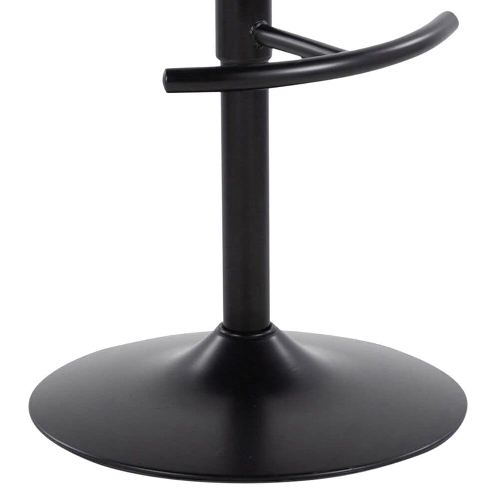 LumiSource Matisse Adjustable Swivel Barstool with Grey Fabric Upholstery in Black (Set of 2), , large