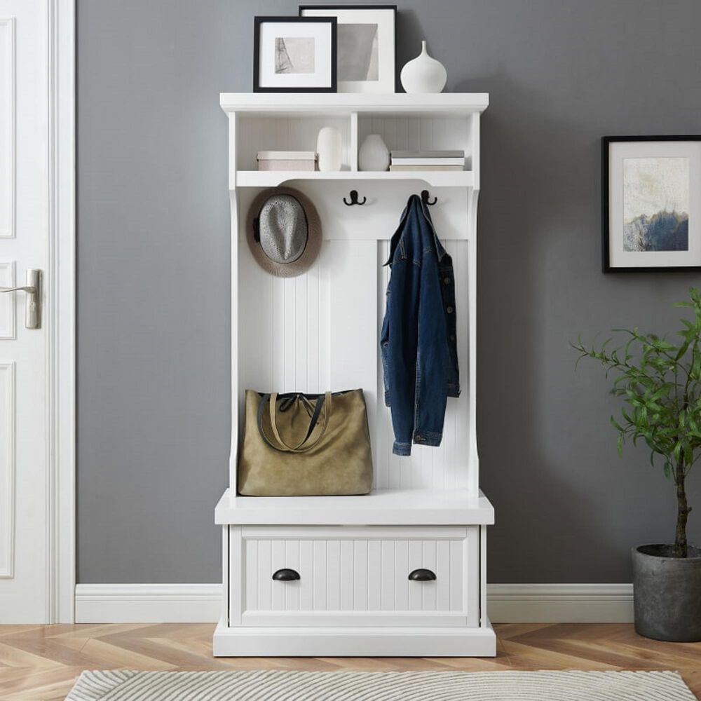 Crosley Furniture Shoreline Hall Tree in White, , large