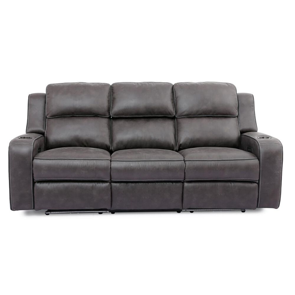 Oxford Furniture Power Reclining Sofa with Power Headrest and Coffee Table in Grayish Brown, , large