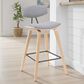Armen Living Fox Bar Height Stool with Gray Upholstery in Patterned Oak, , large