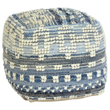 Blue Sun Designs Inyo Pouf in Wool and Denim, , large