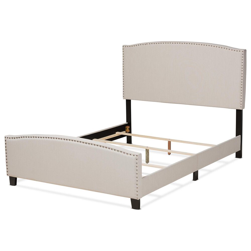 Baxton Studio Morgan King Bed with Beige Upholstered in Black, , large