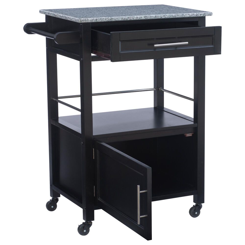 Linon Home Decor Mitchell Kitchen Cart in Black and Grey, , large