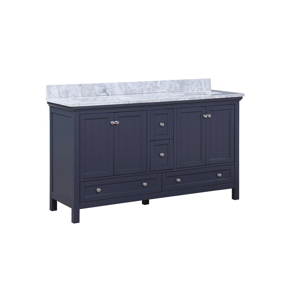 Aurafina Cunningham 60&quot; Vanity with Top and 2 Sinks in Harbor Blue, , large