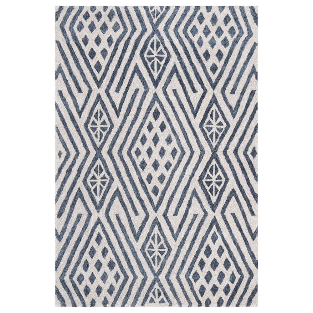 Safavieh Micro-Loop MLP611M 4" x 6" Blue and Ivory Area Rug, , large
