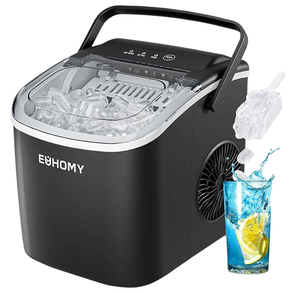 Euhomy 26 Lbs Portable Bullet Ice Maker with Handle in Black, , large