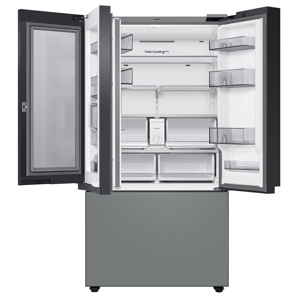 Samsung Bespoke Bespoke 30 Cu. Ft. 3-Door French Door Refrigerator - White Glass Top Family Hub Panels and Matte Gray Glass Bottom Panel Included, , large