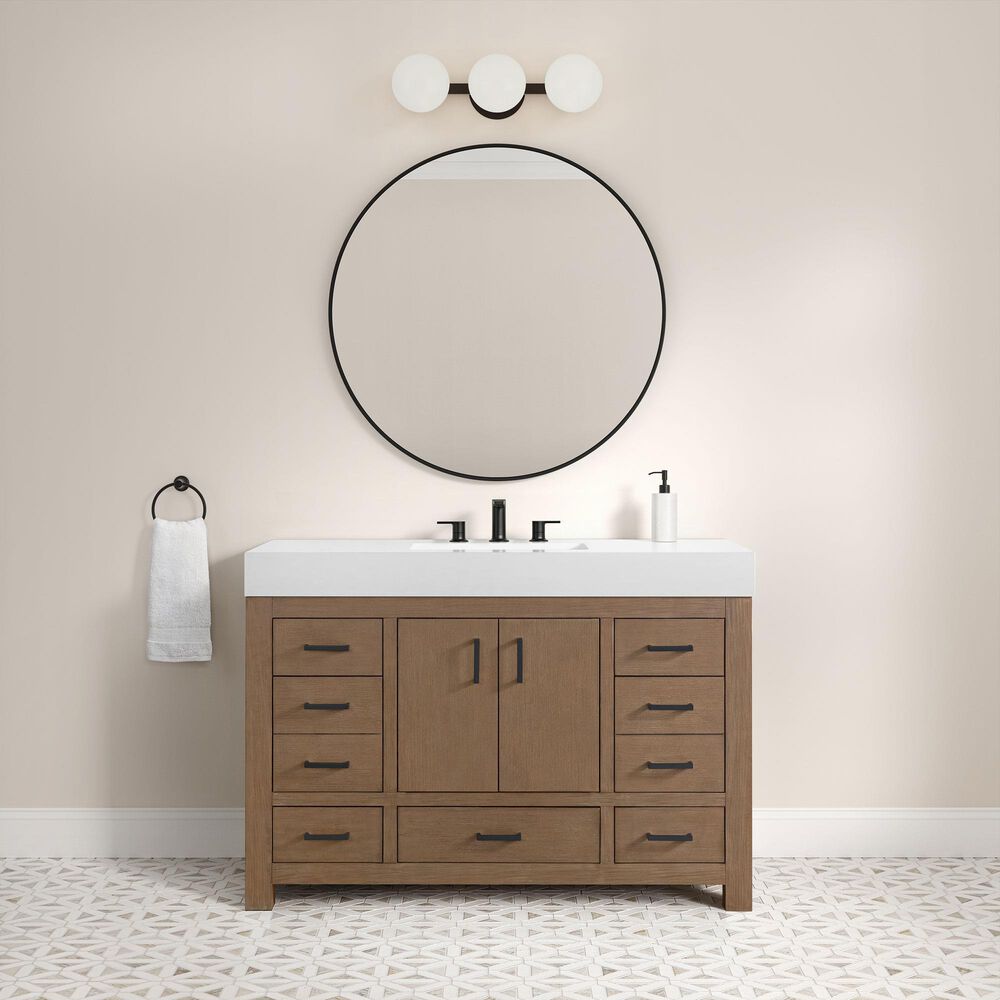 37B Alanya 48" Single Bathroom Vanity in Walnut Drift with White Composite Stone Top, , large