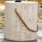 Hearth and Haven Outdoor Side Table with Braided Cord Design in Wood Brown, , large