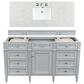 James Martin Vanities Brittany 60" Single Bathroom Vanity in Urban Gray with 3 cm Eternal Jasmine Pearl Quartz Top and Rectangle Sink, , large