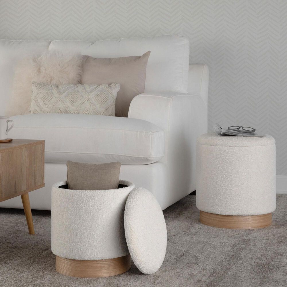 Lumisource Marla 2-Piece 16&quot; Nesting Ottoman Set in Cream, , large