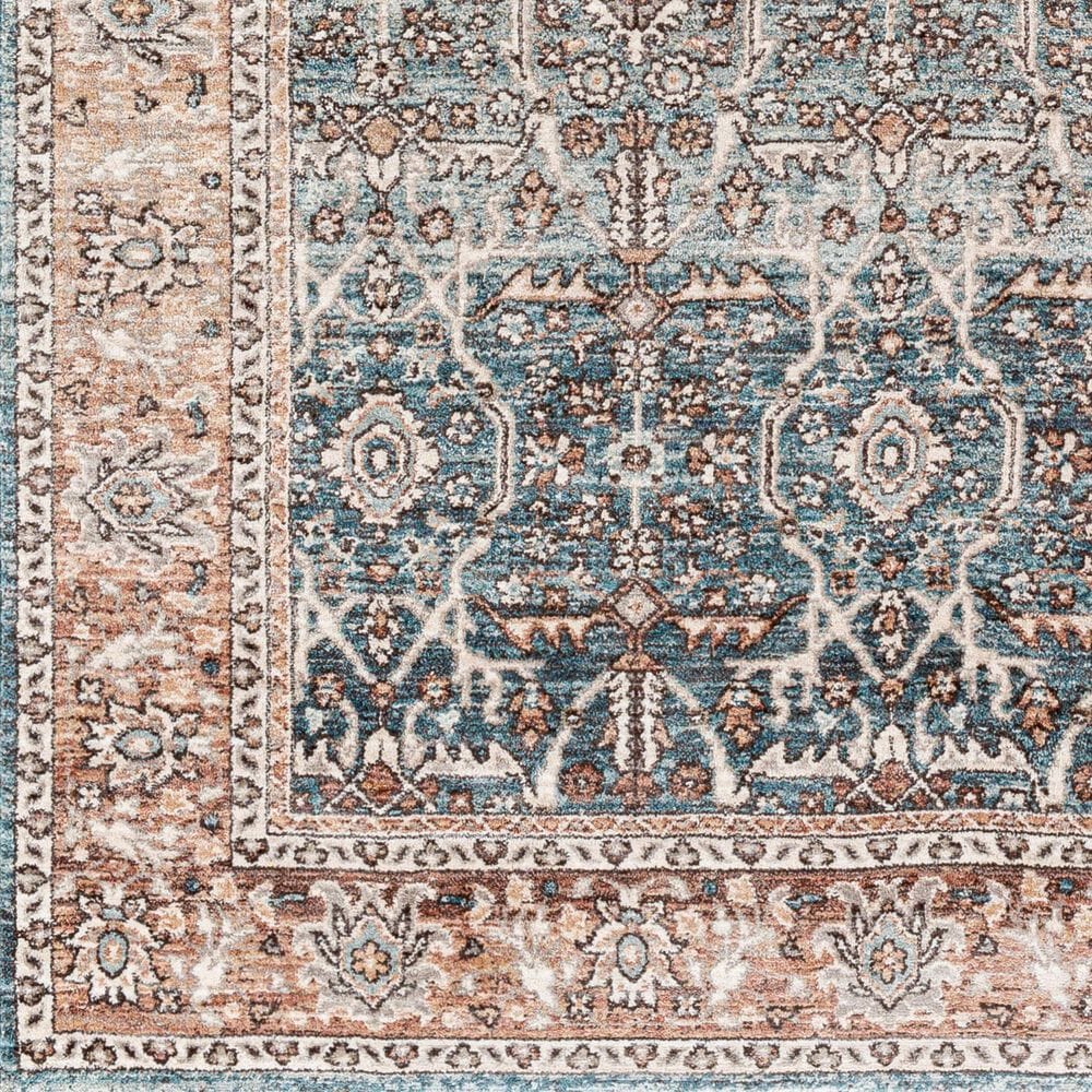 Surya Carlisle Oriental 5&#39;3&quot; Round Pale Blue, Dusty Pink, Medium Brown, Cream and Charcoal Area Rug, , large