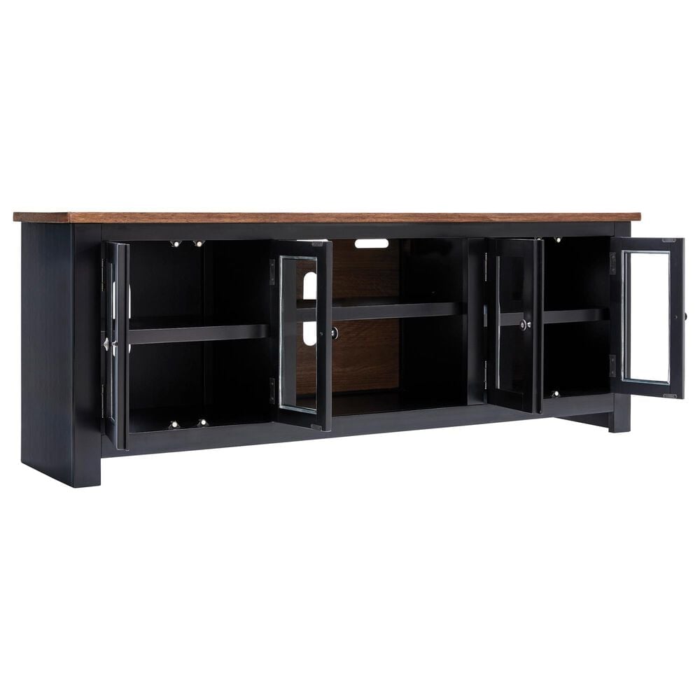 Ashley Wildenauer 76" Extra Large TV Stand with Fireplace Option in Brown and Black, , large