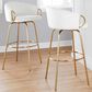 LumiSource Claire Swivel Barstool with Cream Velvet Upholstery in Gold (Set of 2), , large