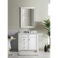 James Martin Vanities Bristol 36" Single Bathroom Vanity in Bright White with 3 cm Victorian Silver Quartz Top and Rectangular Sink, , large