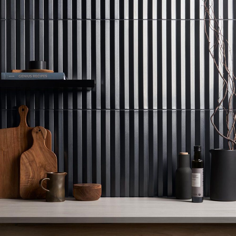 Soho Studio Accordion Metallic Gray 5" x 16" Porcelain Tile, , large