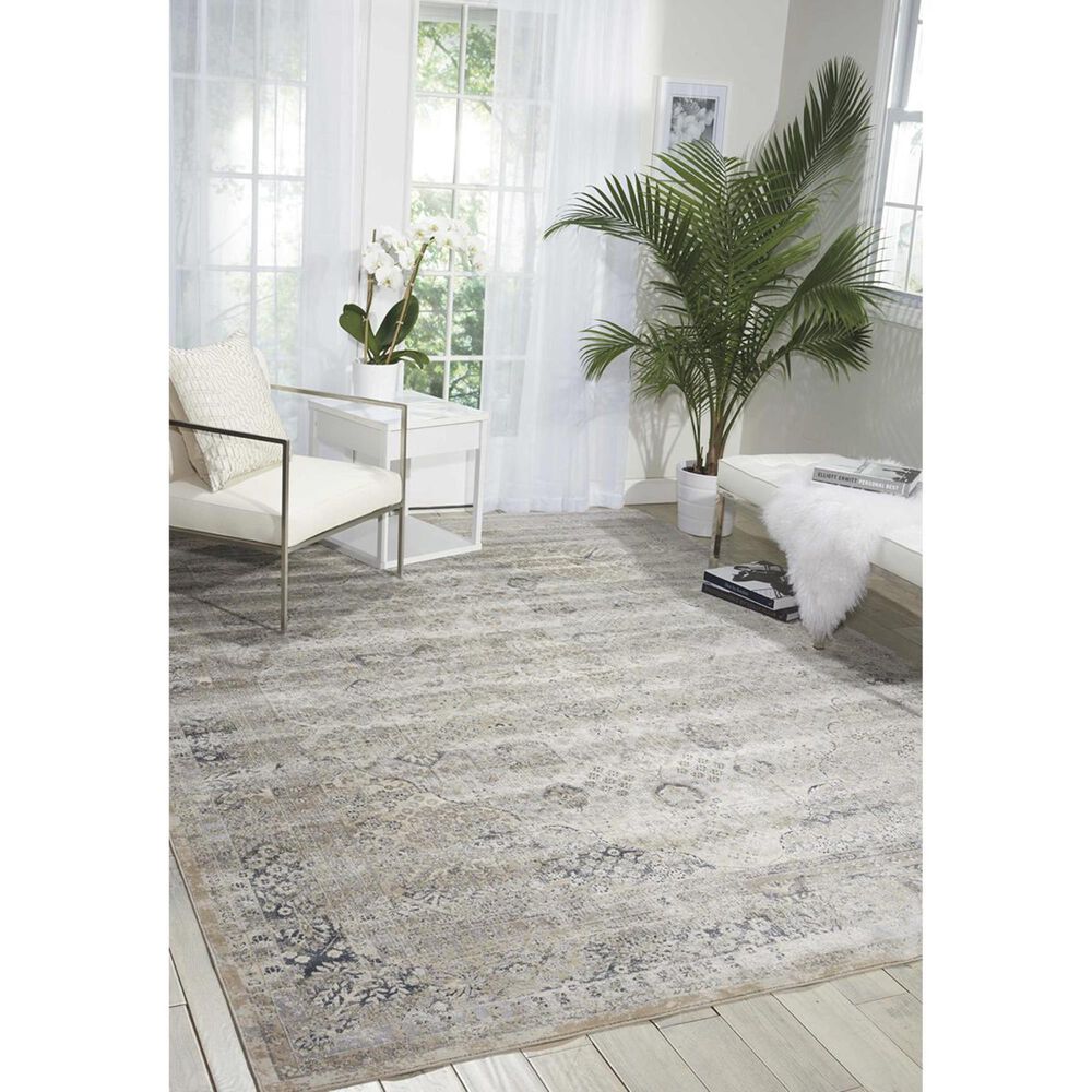 Nourison Malta MAI01 KI25 7'10" x 10'10" Ivory Blue Area Rug Nebraska