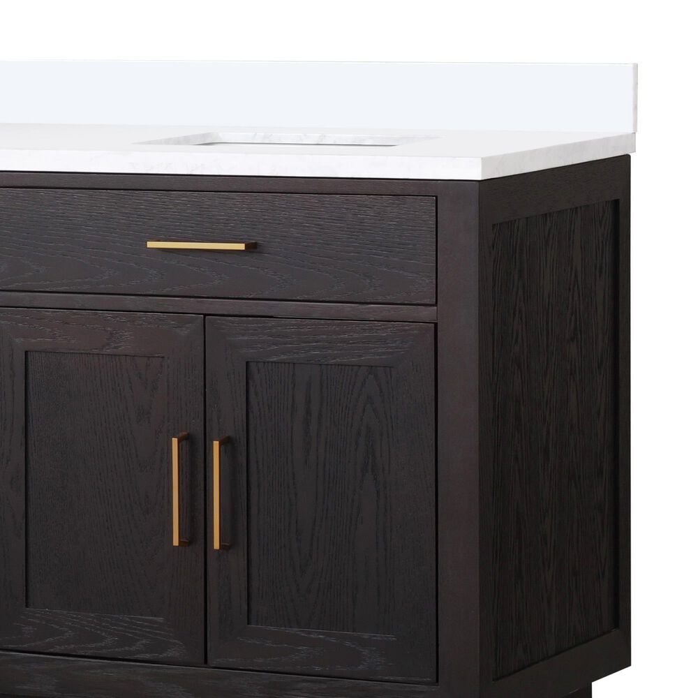 Lexora Home Abbey 80&quot; Double Bathroom Vanity in White Oak with 2 cm White Quartz Top, Rectangular Sinks and 30&quot; Mirrors, , large