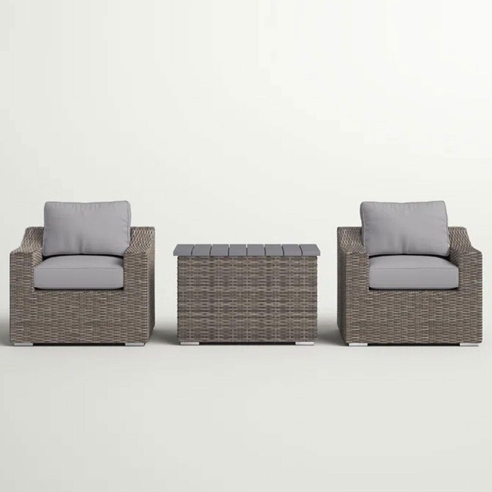 Hearth and Haven 3-piece Outdoor Wicker Conversation with Slat-Top Side Table Set in Grey, , large