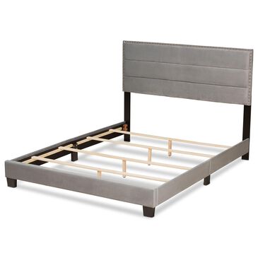 Baxton Studio Tamira Queen Upholstered Bed in Grey/Black, , large