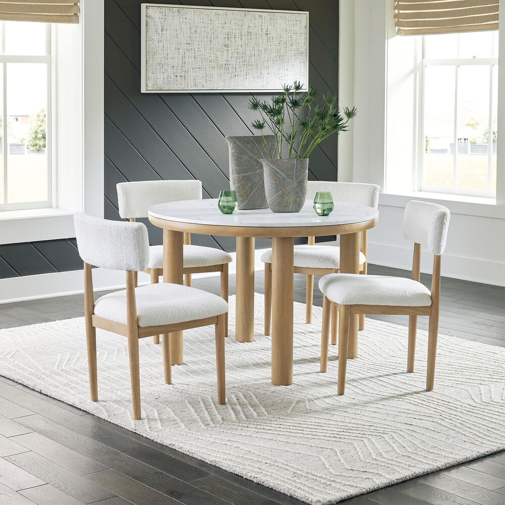 Ashley Sawdyn Dining Table in Light Brown and White - Table Only, , large