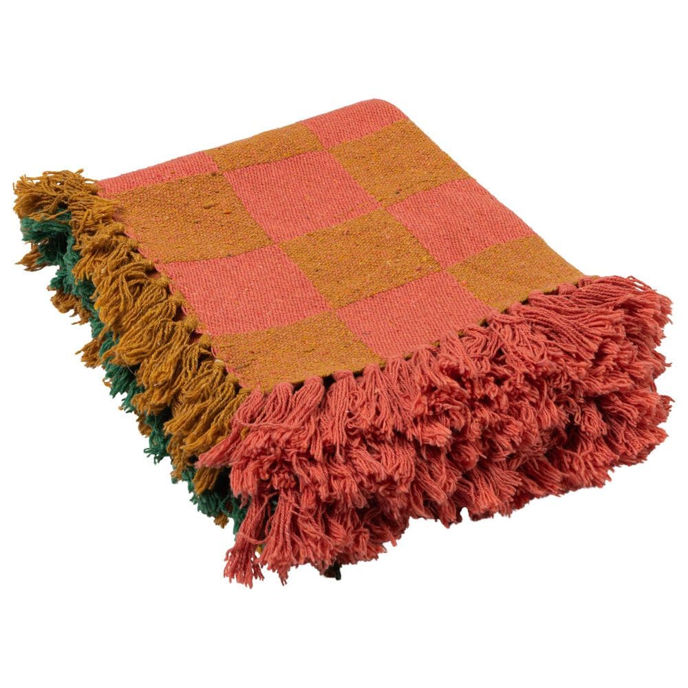 Creative Coop Happy House 60" x 50" Woven Recycled Cotton Throw in Multicolor, , large