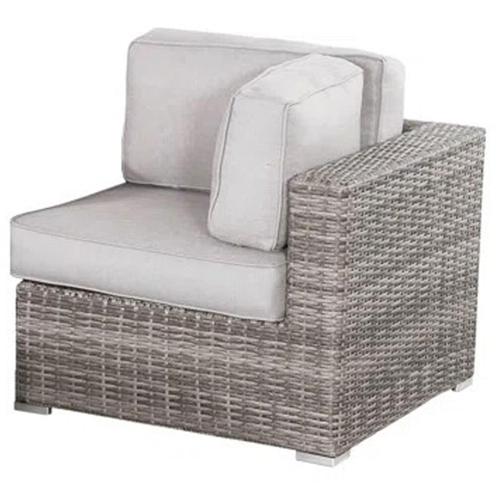 Hearth and Haven Outdoor Wicker Loveseat with Cushions and Built-in Cup Table in Gray, , large
