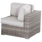 Hearth and Haven Outdoor Wicker Loveseat with Cushions and Built-in Cup Table in Gray, , large